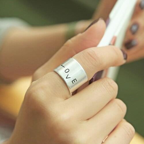 Exaggerated Handmade LOVE Letter Rings Finger Jewelry For Women Retro Gothic Punk Creativity Jewelry 2021