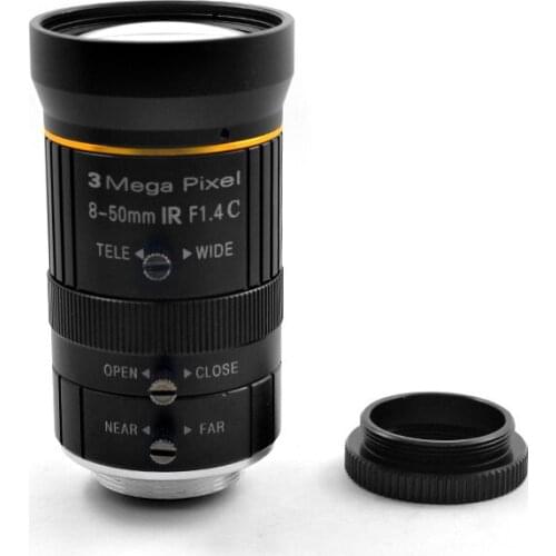 Industrial zoom lens 8-50mm 1/2.3 inch HD 3 million C-mount machine vision inspection industrial lens