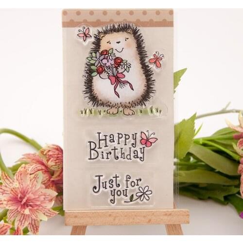 Hedgehog CLEAR STAMPS Scrapbook Christmas Card Paper Craft Silicon Rubber Roller Transparent Stamps