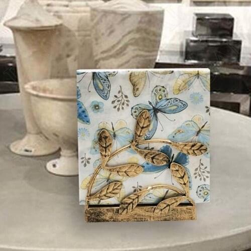 Retro Metal Napkin Holder Leaves Decorative Kitchen Napkins Organizer Living Room Desktop Thin Paper Clip Home Decoration