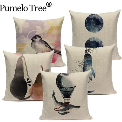 Nordic blue geometry decorative cushion covers Cute Room Car Home linen Pillow Case square one side print custom throw pillows