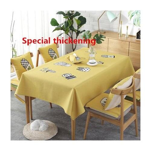 Nordic ins simple small fresh fabric cotton and linen tablecloth, rectangular waterproof dining table cloth coffee table clot