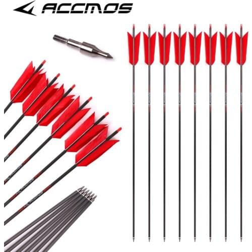 33inch ID 6.2mm Spine250-800 Pure Carbon Arrow with 4inch Turkey Feather Archery for Traditional Bow Shooting Hunting