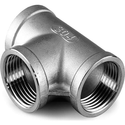 Thread Tee Stainless Steel 1/8" to 2" 3 Way Equal Pipe Fitting for Homebrews