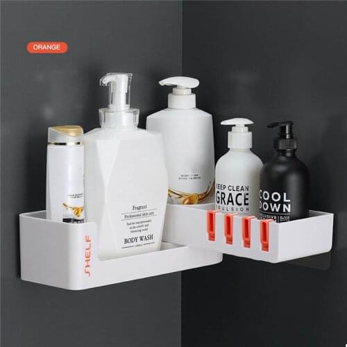 1Pc Bathroom Corner Storage Rack With Hook Towel Shelf Cosmetic Organizer Kitchen Seasoning Storage Holder Bathroom Accessories