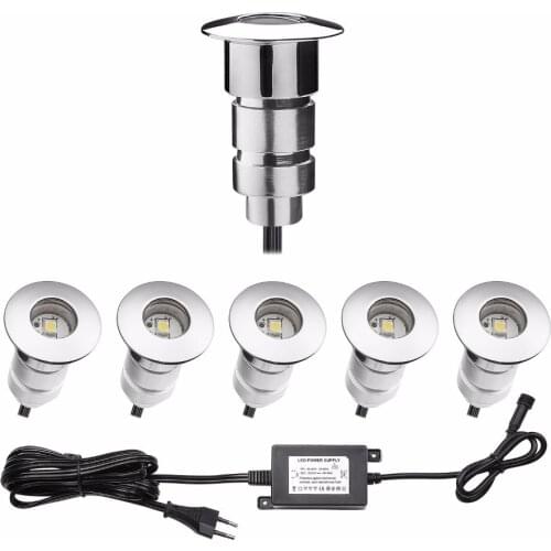 Low Voltage LED Inground Deck Recessed Lights 0.6W IP67 for Outdoor Stairs Path Garden Security Floodlights 6pcs/set F102-6
