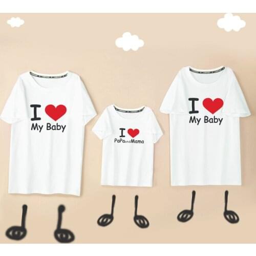 I Love My Baby Family Clothes Summer Good Quality Cotton Short Sleeve T Shirts Mother Father Love Couple T Shirt Tops