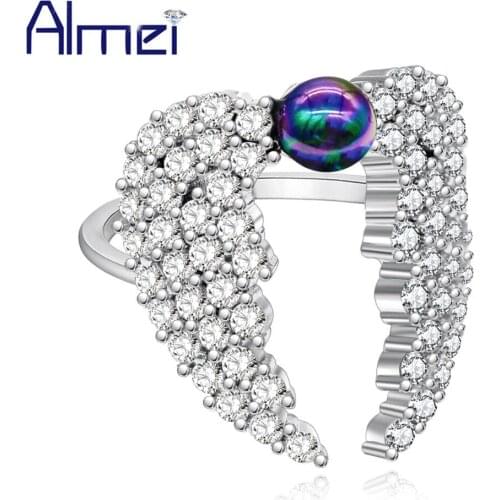 Almei Costume Jewelry Rings For Women Rainbow Wing Engagement Ring Female New Year Gifts Fashion Jewelry Wedding Decorating Y345