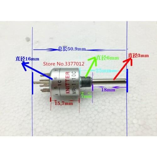 1pcs/lot Germany KNITTER switch MR-1-10C precision instrument rotating band switch 1 knife 10 files shaft length 25mm