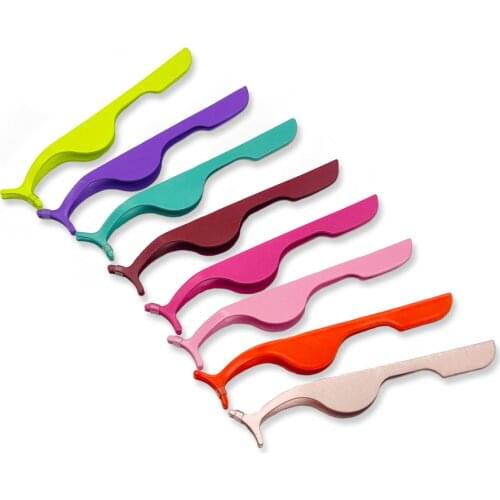 1pc False Eyelash Tweezers Fake Eye Lash Applicator Eyelash Extension Curler Nipper Auxiliary Clip Clamp Makeup Forceps Tool New