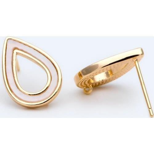 10pcs Acetate Teardrop Ear Posts 16x11mm, 18K Gold plated Brass Ear For DIY Jewelry Making Accessories (#GB-1579)