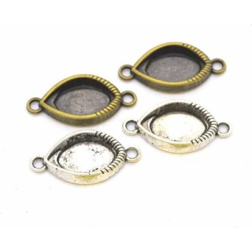 100pcs 15mmx30mm Antique Silver tone/Antique Bronze Evil Eye Connector Pendant Charm/Finding,Fit 10mmx15mm Cabochon Eye