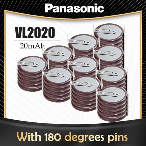 100PCS Panasonic VL2020 VL 2020 3V 20mAh Rechargeable Lithium Battery with 2 Pin Horizontal 180 Degrees Legs For BMW Remote Key