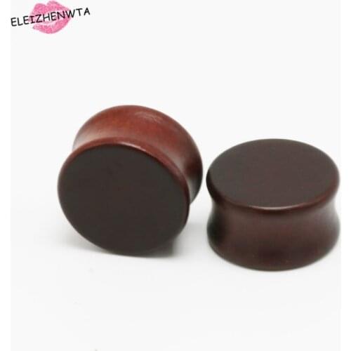 Hot Sale 8mm-20mm 2 pcs Solid Brown Wooden Tunnel Ear Plug Flesh Piercing Fashion Body Jewelry Ear Expander Reamer Stretching