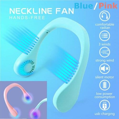 Summer Air Cooling Neck Fan USB Portable Hanging Neck Fan 2 in 1 Air Cooler Mini Electric Air Conditioner