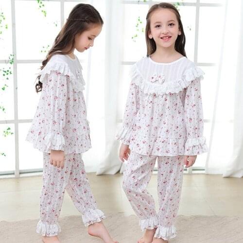 2020 Autumn Sleepwear Kids Pajama Sets Girls Nightclothes Baby Pyjamas Long Sleeve Flare Children Home Clothes 2Y-14Y