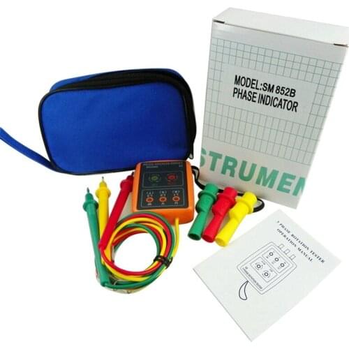 3 Phase Rotation Teter Digital Phase Sequence Indicator 60V~600V AC Three Phase Open Or Not Wide Voltage Detector LED Buzzer+Bag