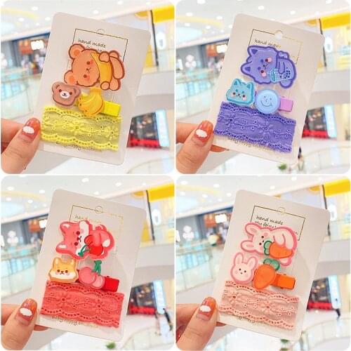 3 Pcs/Set Children Cute Cartoon Fruit Carrot Ornament Hair Clips Baby Girls Acrylic Barrettes Hairpins Kids Hair Accessories