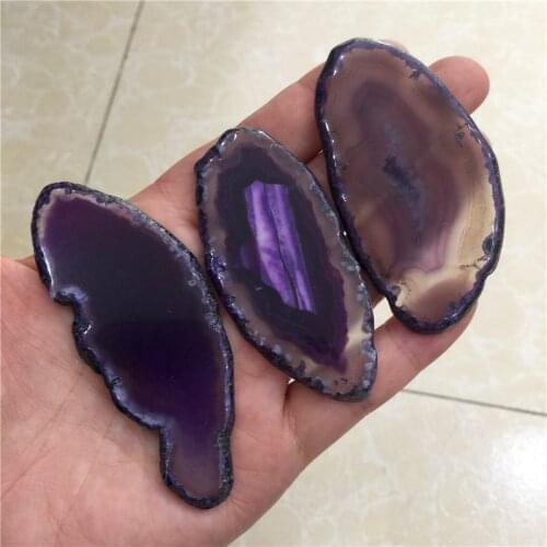 3PCS Natural Agate Geode Slice Purple Agate Polished Crystal Brazil Healing Reiki Stone Quartz Mineral Coaster As Gift