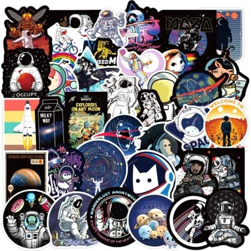 50pcs/pack Outer Space Astronauts Waterproof Graffiti Stickers For Skateboard Helmet Gift Bicycle Computer Notebook Car