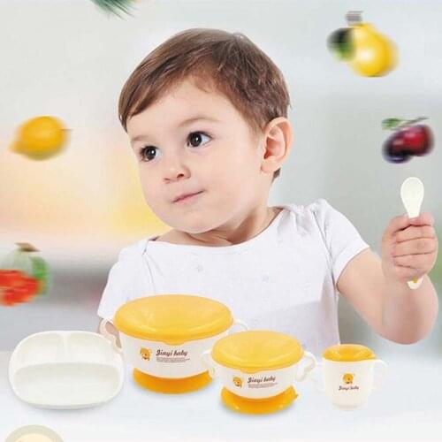 6 Pcs/set Training Baby Bowls Set Antiskid Bowl With Lid Slip Sucker Baby Tableware 2017 Kids New Arrivals Fashion High Quality