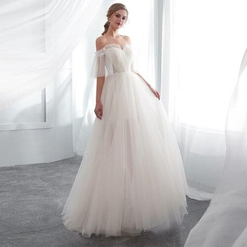 Alagirls New arrival Simple Tulle Wedding Dress 2020 Sweetheart Off-Shoulder Wedding Gowns BOHO Vestido de novia Robe de mariée