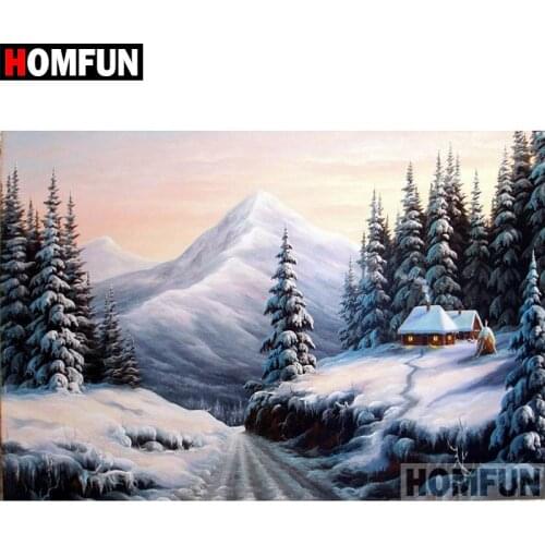 HOMFUN 5D DIY Diamond Painting Full Square/Round Drill "Snow scene" Embroidery Cross Stitch gift Home Decor Gift A08157