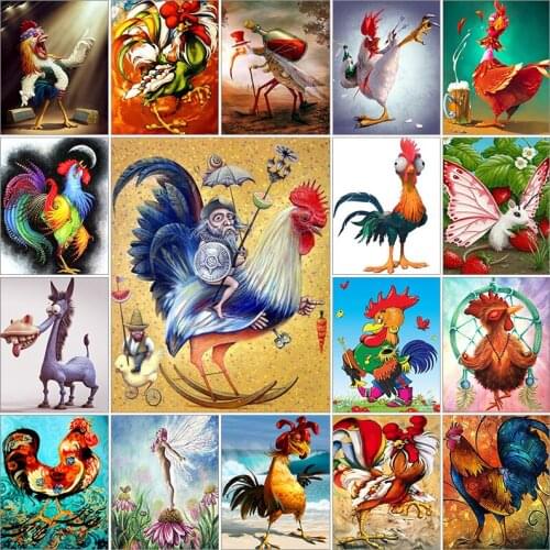 Cuadros full square 5d diamond painting 3D Animal chicken bird mouse donkey complet Cross stitch dirll drawing mosaic embroidery