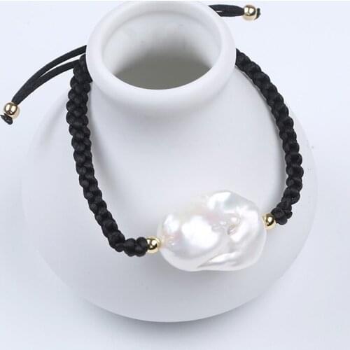 Handmade Real Pearl Big baroque Shape Adjustable Charm Bracelet for Ladies and Women