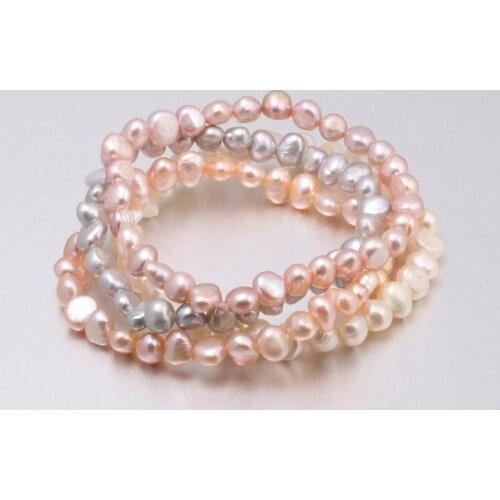 Fashion Charms Bracelets for Women Wedding Party High Quality Freshwater Irregular Pearls Bracelet Bangles Fine Jewelry 6-7mm