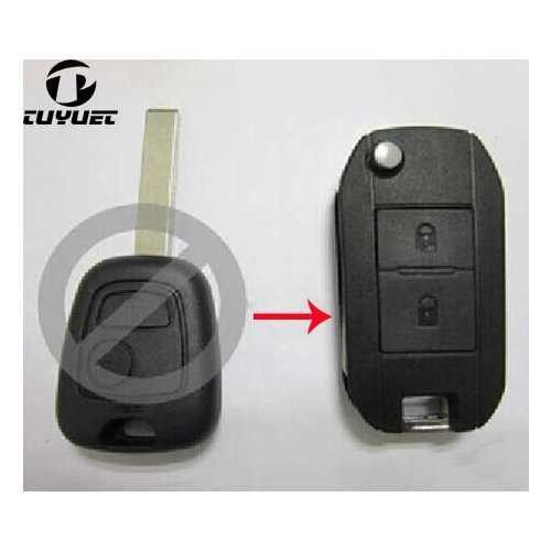 Uncut Blade 2 Buttons FOB Case For Peugeot 307 Modified Flip Folding Remote Key Shell HU83 Blade with Groove