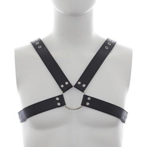 Black PU Leather Sexy Harness Men Restraints Bondage Toys ,Erotic Adult Sex Toys For Man, Chest Straps Belt Fetish Sex Products