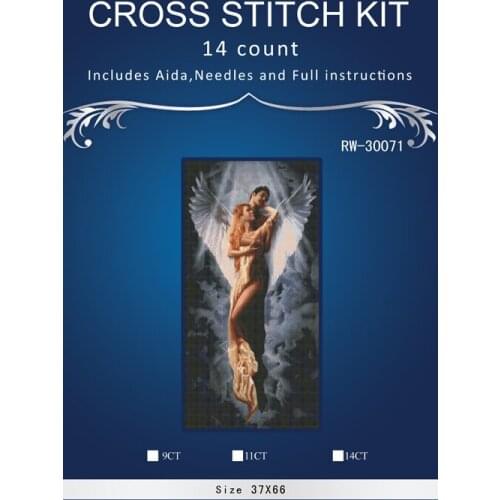Oil painting Angel lover couple Cross stitch Higher quality Similar DMC 14CT unprinted Cross stitch,Sets For Embroidery kits
