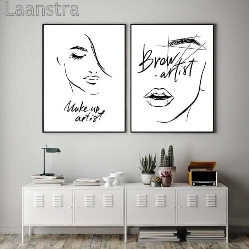 Fashion Makeup Wall Art Canvas Eyebrow Art Print Lips Eyelashes Poster and Print Beauty Salon Wall Picture Girls Room Decor
