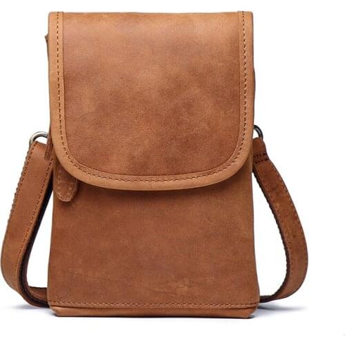 Men Fashion Leather Multifunction Casual Mochila Crossbody Bag Travel Case Phone Pouch Hook Belt Waist Pack Bag