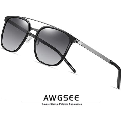 AWGSEE Vintage Polarized Sunglasses Aluminum Temples Men Driving UV400 Lens Shades For Women Gafas de sol para hombre