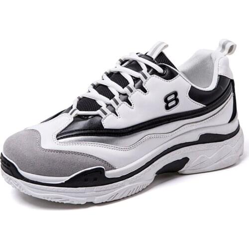 2019 Mens Leather Sneakers Breathable Casual Shoes Non-slip Outdoor Walking Shoes Light Weight Rubber Sole Lace-up A4-93