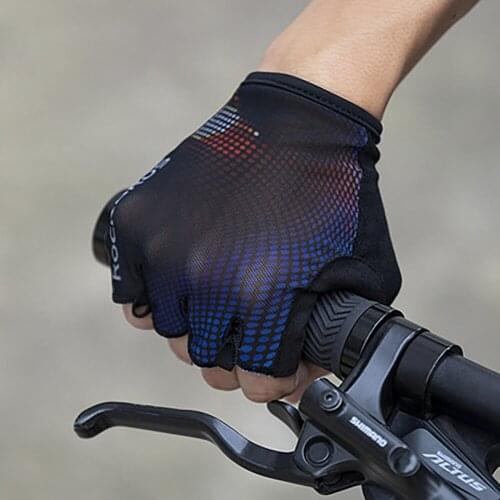 1 Pair ROCKBROS Cycling Mens Gloves Breathable Shockproof Summer Fingerless Mountain Bike Gloves Outdoor Riding Equipment