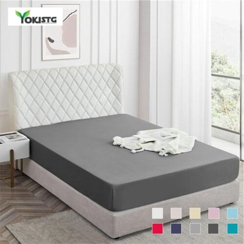 Soft Fitted sheet Solid Color Mattress Cover Elastic Band Stain and Abrasion Resistant Bed Sheets Nordic Bedspread Cover Grey