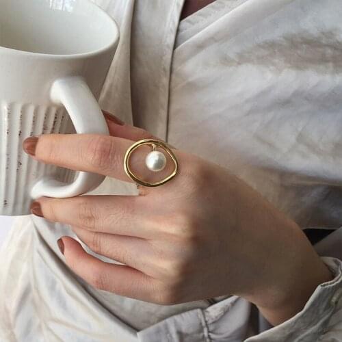New Baroque pearl Simple Design fashion Golden Color Joint Rings Sets for Women Jewelry Korean Version Joint Rings