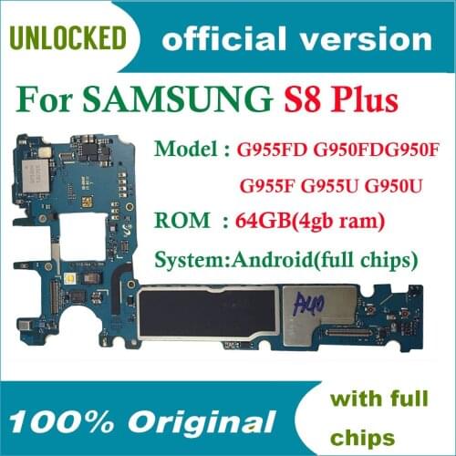 Original Unlocked Main Motherboard For Samsung Galaxy S8 Plus G955F G955FD G955U S8 G950F G950FD Unlock 64GB Motherboard