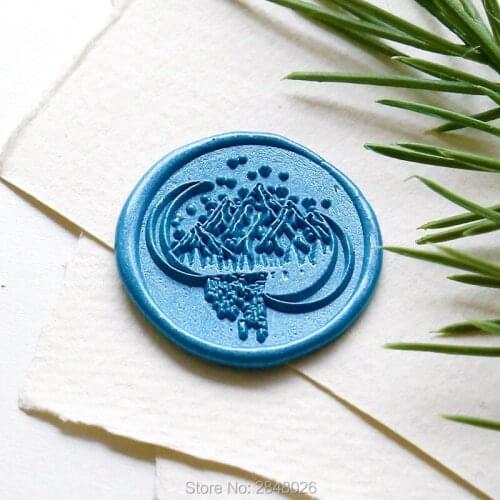 Mountains and Moon Wax Seal Stamp,wedding gift,Moon wood wax stamp,party seal,party decor
