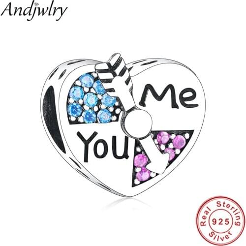 Authentic 925 Silver Love Heart You Me Charms Fit Original Charms Bracelet 925 Silver DIY Jewelry Women Berloque Gift