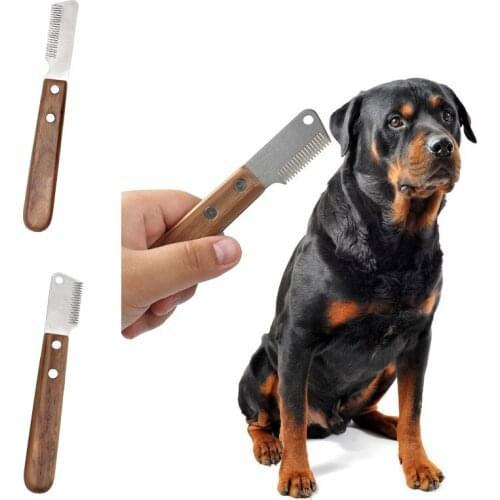 Professional Grooming Dog Comb Stainless Steel Wooden Handle Stripping Knife Pet Hair Remover Pluck Excess Undercoat
