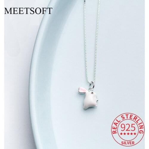 MEETSOFT Romantic 925 Sterling Silver Sweet Rabbit Pandent Charms Special of DIY Handmade Jewelry Accessories(Without chain)