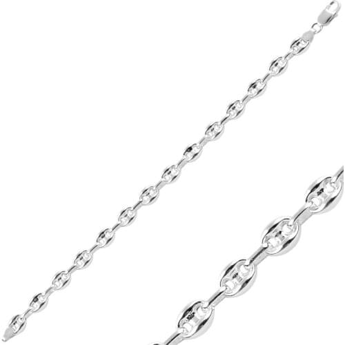 Silverlina Silver 9mm Classic Hollow Sailor Chain Bracelet