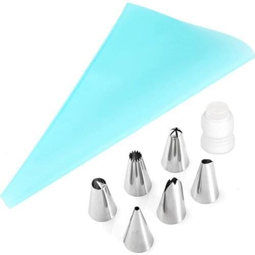 18 Set Silicone Kitchen Accessories Icing Piping Cream Pastry Bag With 6 Nozzle DIY Cake Decorating Tips Wholesale
