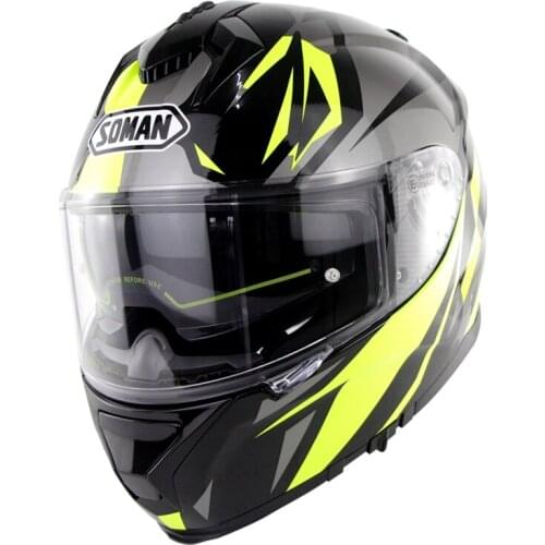 SOMAN Mens Motorcycle Helmet Custom Cool Full Face Dual Visor Moto Helmets Bluetooth Helmet Motorcycle Racing Casco Moto Kask