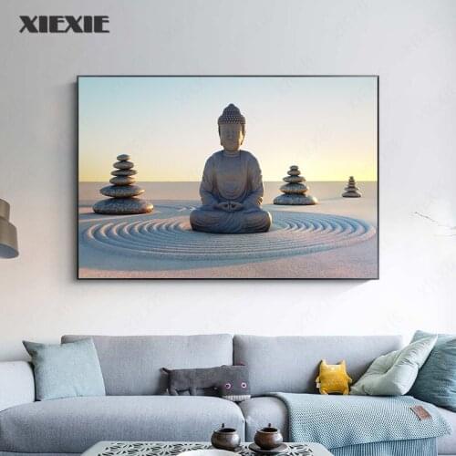 Modern Religious Art Buddha Statue Canvas Painting Sacred Posters Buddhist Wall Art Pictures for Living Room Decoration