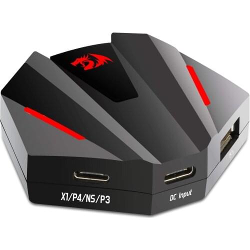 Redragon GA250 Vulcan Keyboard and Mouse Adapter for PS3/4 NS and Xbox One LED Gaming Console Converter Compatible with Nintendo